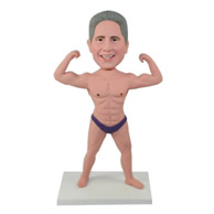 Custom funny and strong men in blue underpants bobble heads