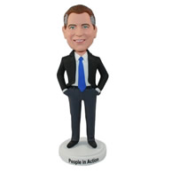 Custom in black dress suit politcian bobble heads