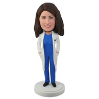 Custom brown  hair female doctor bobble heads