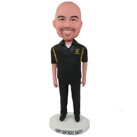 The man dressed in black  t-shirt on my birthday custom bobbleheads