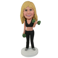 The woman carrying two dumbbells custom bobbleheads