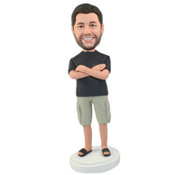 The man dressed in black  t-shirt custom bobbleheads