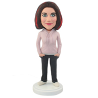The lady in a pink dress custom bobbleheads