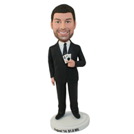 The suit man with two poker custom bobbleheads