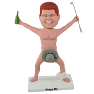 Naked man carrying a golf club  custom bobbleheads