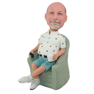 The peaceful sitting on the sofa custom bobbleheads