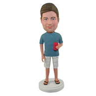 The man is drinking water custom bobbleheads