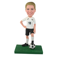 The woman of playing football custom bobbleheads