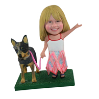 The woman and her pet custom bobbleheads