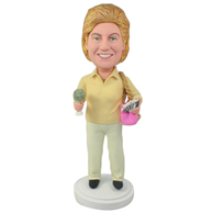 The smiling woman custom bobbleheads