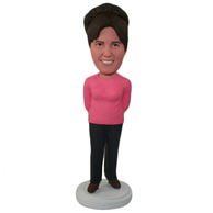 The woman in the red dress and with a smile custom bobbleheads