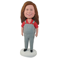 The Woman wear suspenders custom bobbleheads