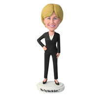 The smiling face of a woman custom bobbleheads