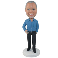 The blue clothes man custom bobbleheads