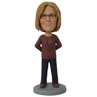 Custom  the brown clothes woman bobble heads