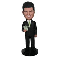 Custom black suit man bobble heads