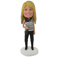 Custom stripe woman bobble heads