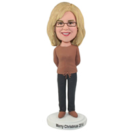 Custom  the brown clothes woman bobble heads