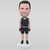 Strong man in black sports suit custom bobbleheads