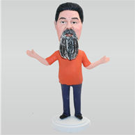 Long beard man in orange T-shirt custom bobbleheads