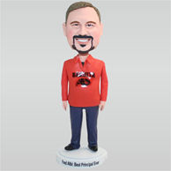 Man in red T-shirt and a pair of blue pants custom bobbleheads