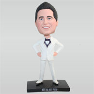 Handsome man in white suit custom bobbleheads