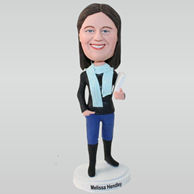 Female teacher in black shirt holding books custom bobbleheads