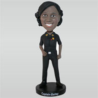Female captain in black uniform custom bobbleheads