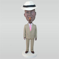 Smoking man in beige suit custom bobbleheads