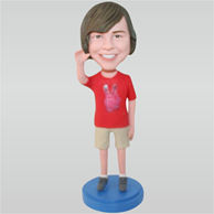 Man in red T-shirt wave custom bobbleheads