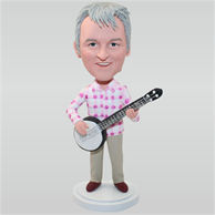 Man in rose T-shirt playing the pipa custom bobbleheads