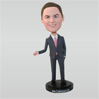 Business man in dark grey suit custom bobbleheads