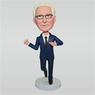 Glasses man in blue suit custom bobbleheads