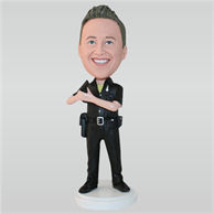 Police man in uniform holding a gun custom bobbleheads