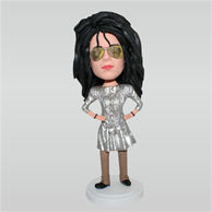 Black hair mordern wearing sunglasses custom bobbleheads