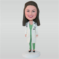 Beautiful female doctor in doctor's overall custom bobbleheads