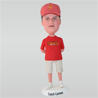 Male coach in red shirt custom bobbleheads