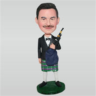Funny man in black suit matching with green dress custom bobbleheads