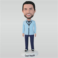 Male coach in blue shirt custom bobbleheads