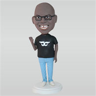 Glasses man in black shirt custom bobbleheads