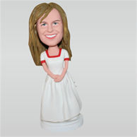 Yellow hair woman in white dress custom bobbleheads