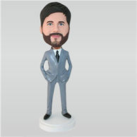 Man in grey suit custom bobbleheads