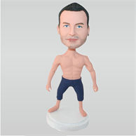 Muscle man in blue shorts custom bobbleheads