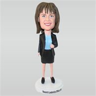 Office lady in black suit custom bobbleheads