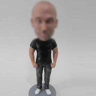 Black shirt bobble head doll