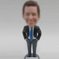 Custom man bobble bobblehead with blue tie