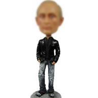 Black jacket bobble head doll