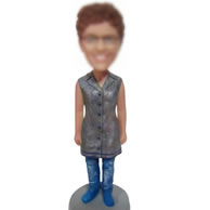 Bobble head dolls of blue jeans