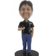 Bobble heads of black shirt