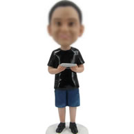 Bobbleheads of man with IPAD